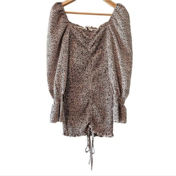 O. Vianca Animal Print Ruched Long Sleeve Mini Dress Size Small. - Picture 4 of 15